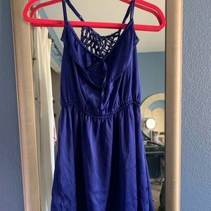 Satin blue short summer dress